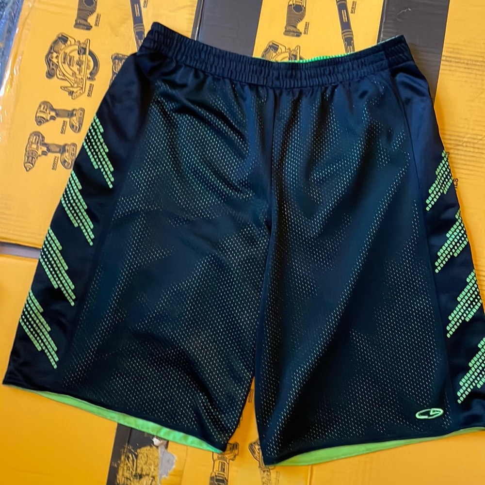 Neon green and black shorts